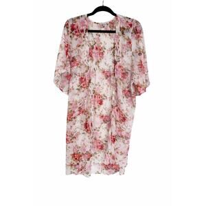 American Eagle Floral Kimono Medium Boho Cottagecore Open Front Festival Layer